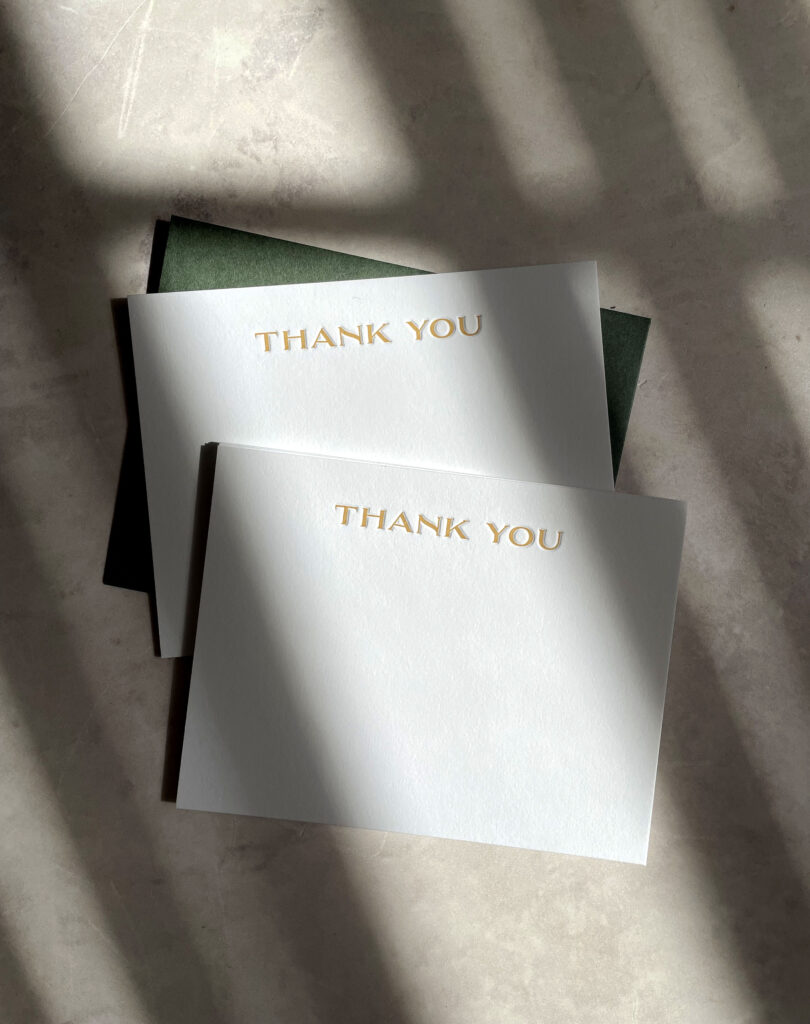 letterpress thank you cards for handwriting notes