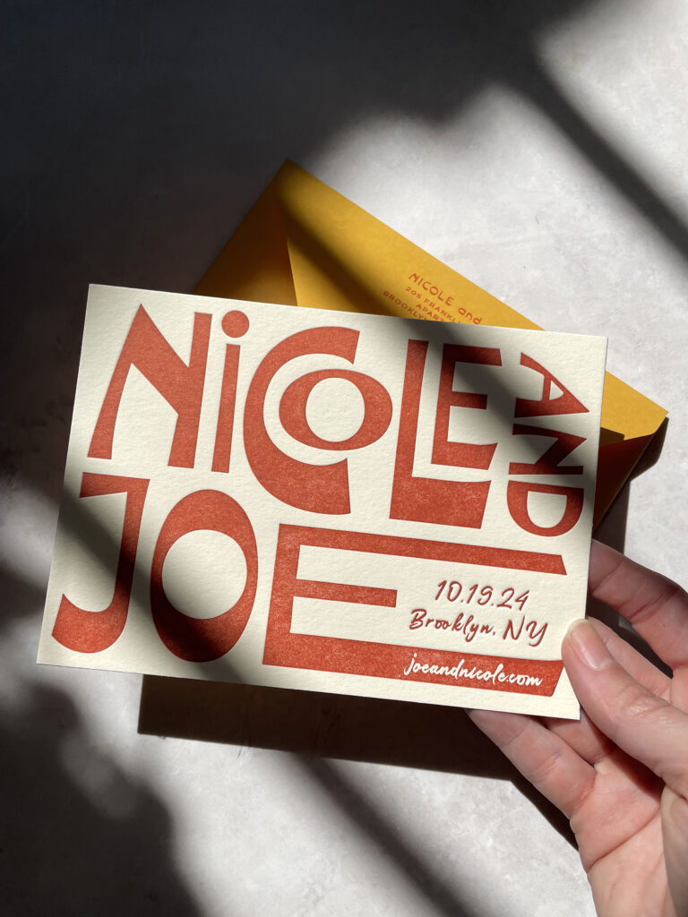 typographical letterpress wedding save the date by bodega press