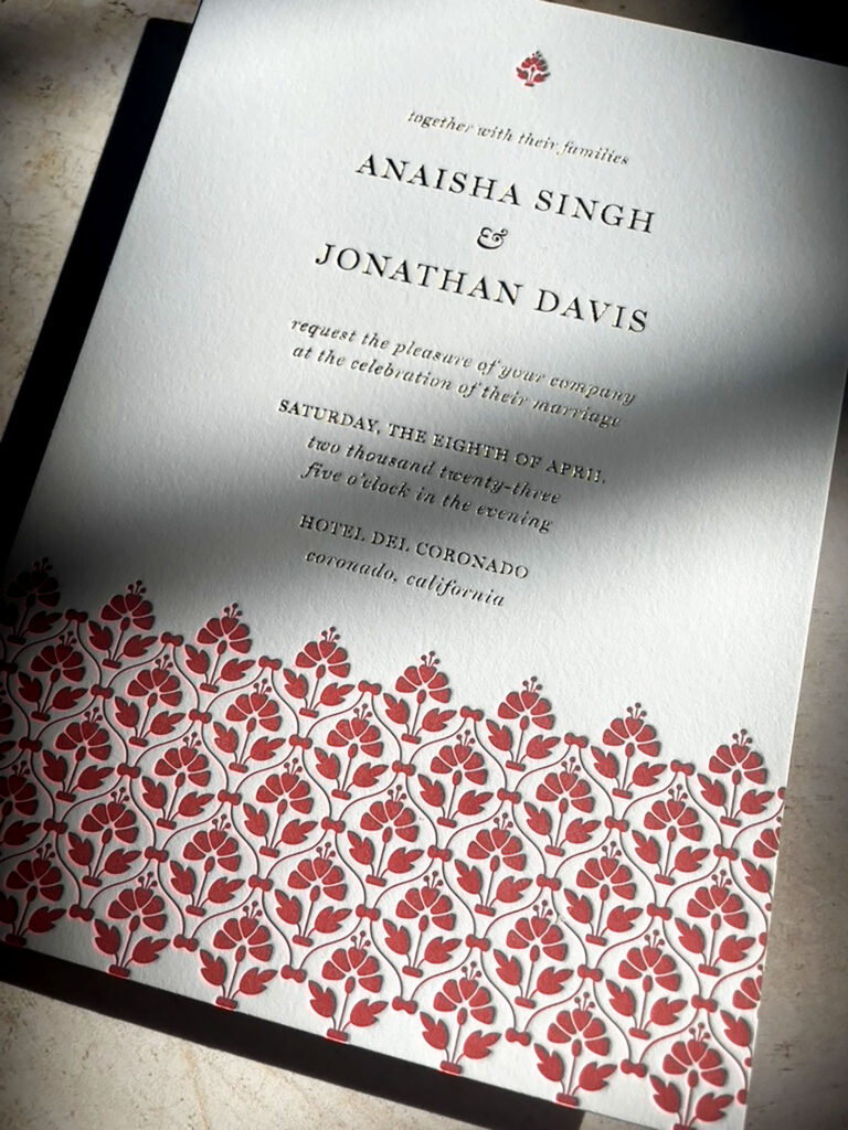 letterpress and gold foil wedding invitation by bodega press
