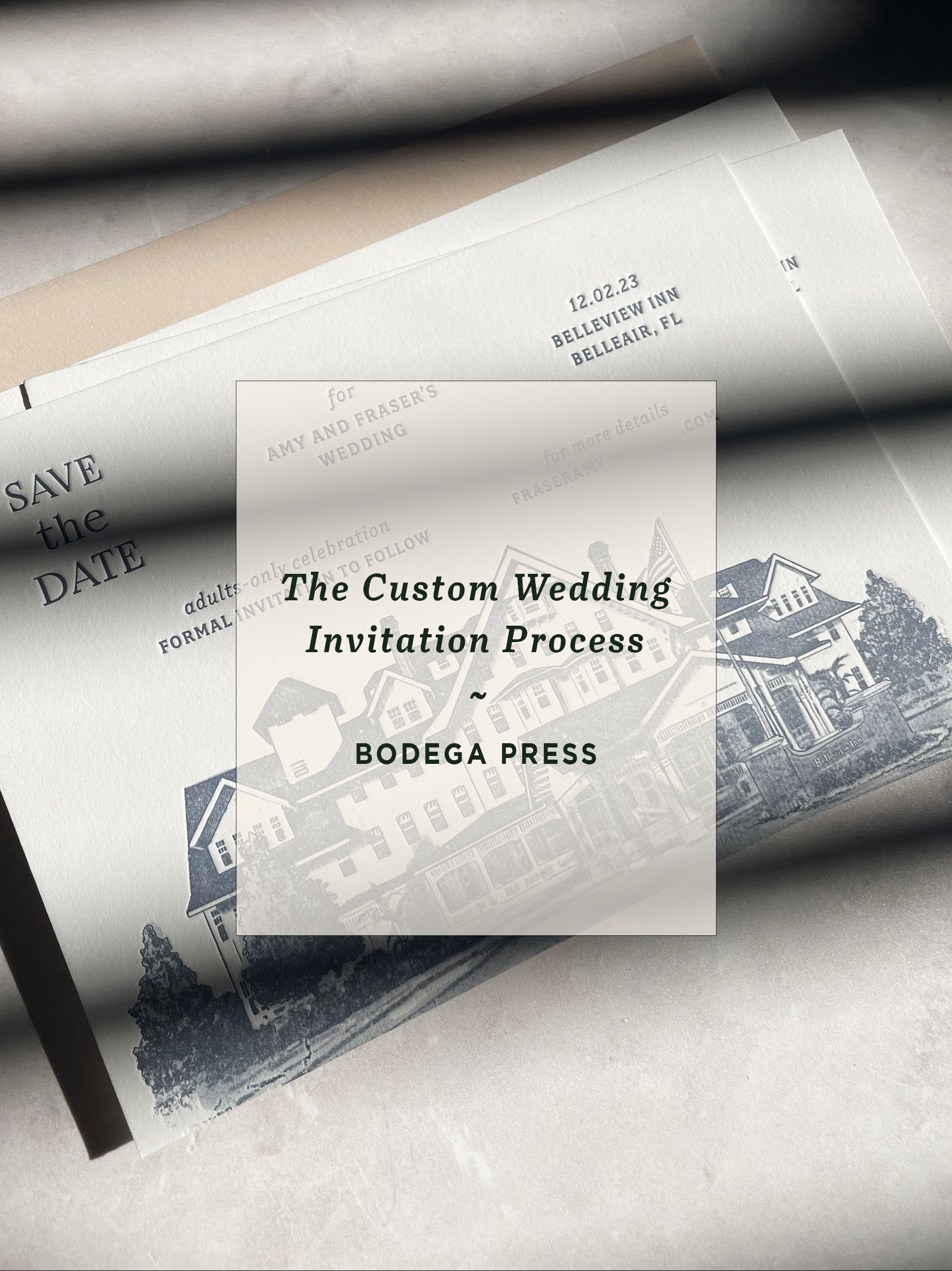 The process of custom wedding invitation design by Bodega Press