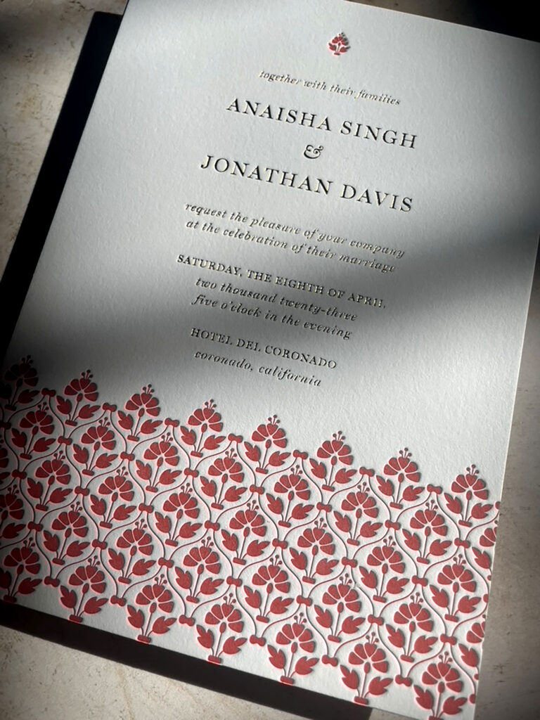 Foil and letterpress invitation by Bodega Press